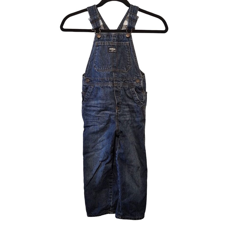 OshKosh BGosh Kids Denim Overalls Fannal lined  Adjustable Straps Blue Jeans Siz